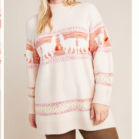 Anthropologie Sweaters - Anthropologie Aimee Pommed Wool Blend Alpaca Print Sweater Size XS
